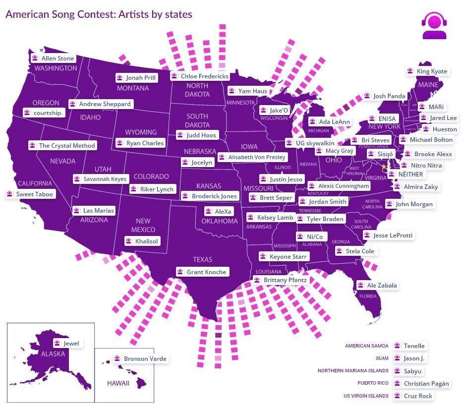 American Song Contest Map