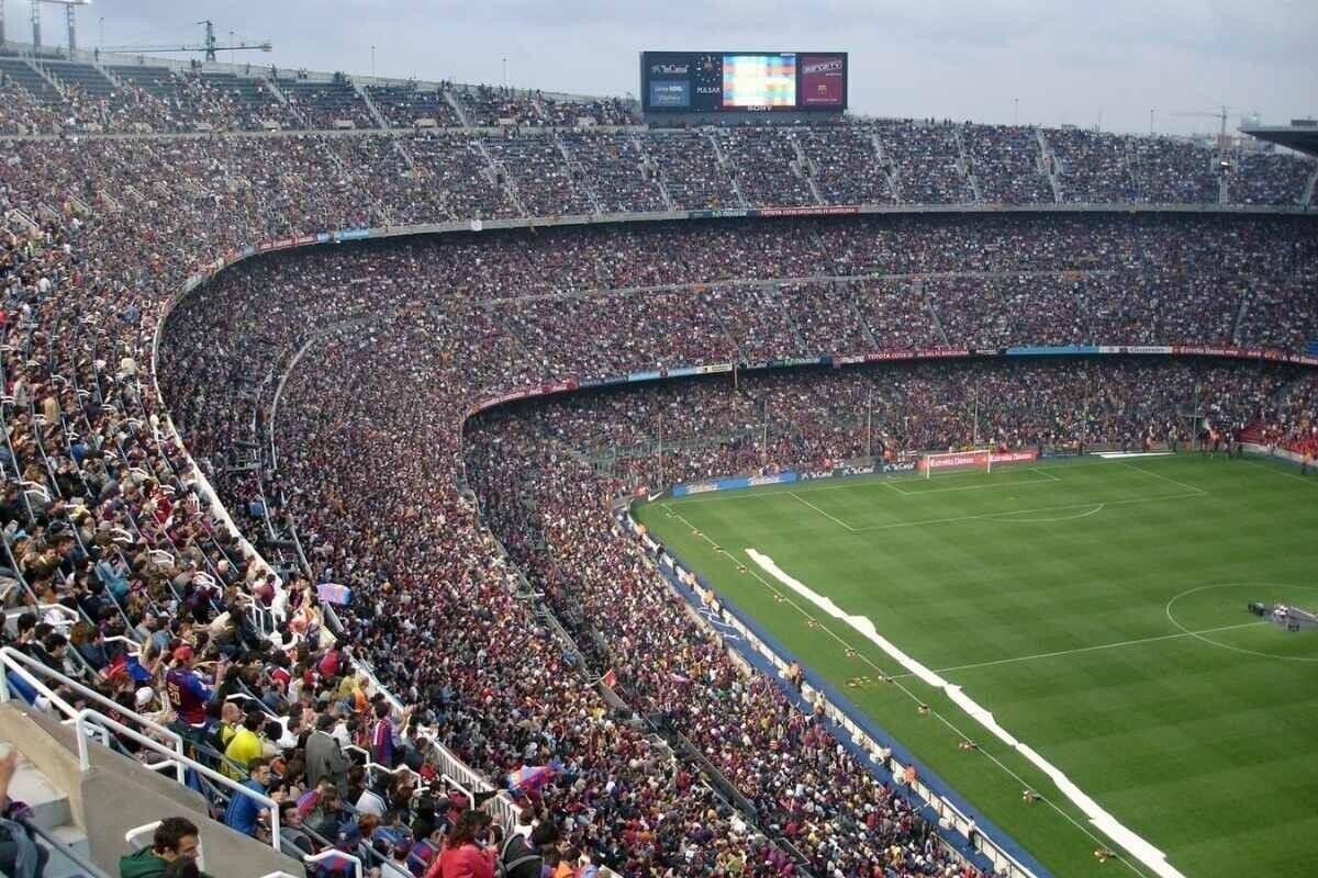 Sold out football crowd in a stadium