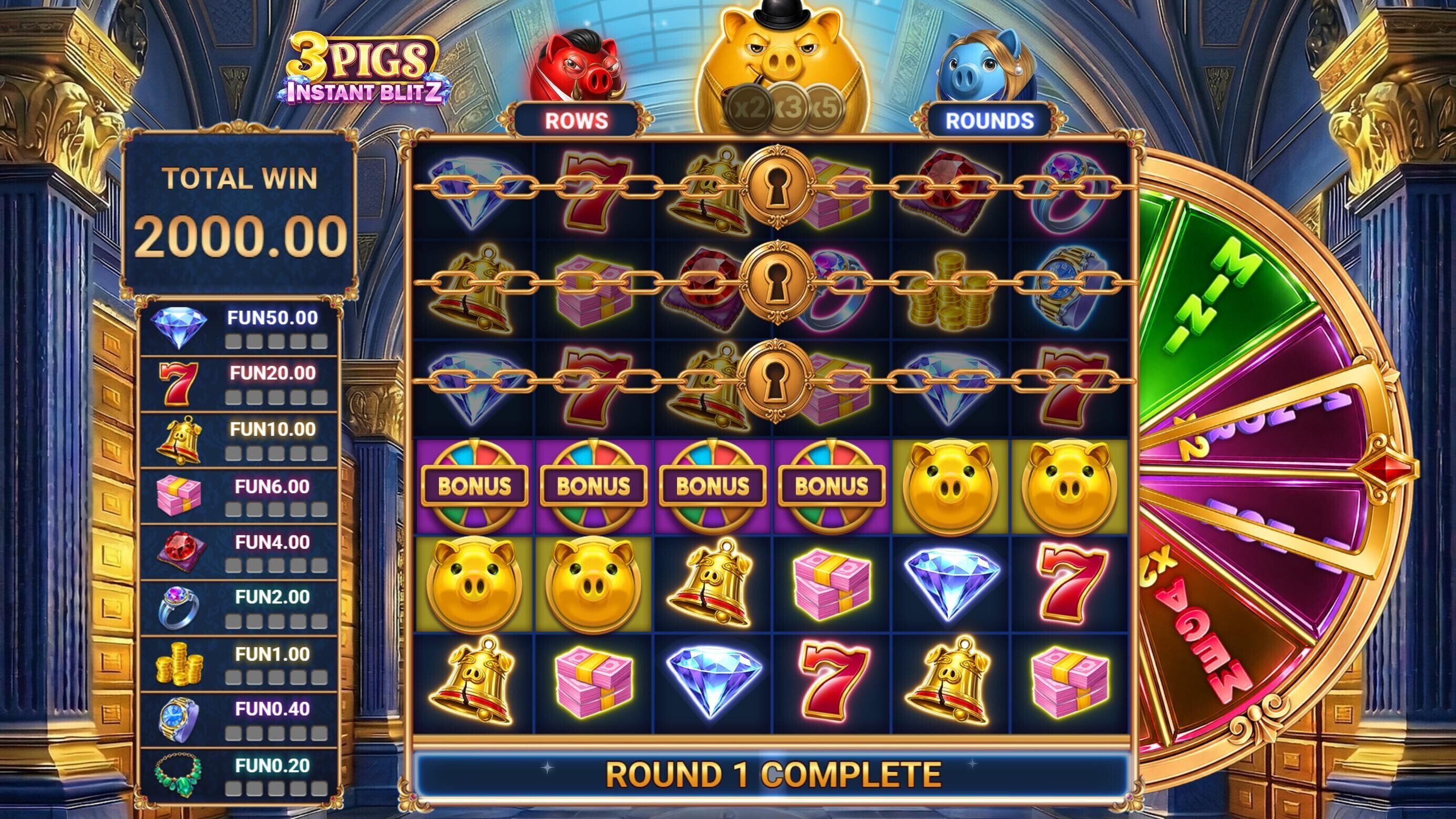 3 Pigs Instant Blitz slot Wheel Bonus feature screenshot