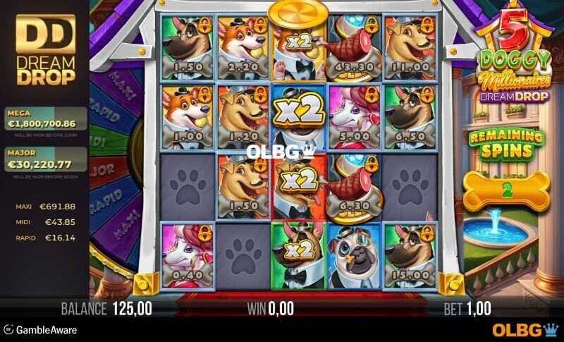 5 Doggy Millionaires Dream Drop slot Respin Bonus feature screenshot