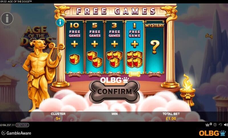 Age of the Dogs slot Free Games feature selection screenshot