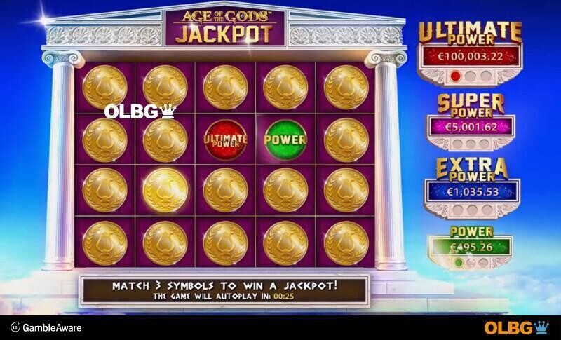 Age of the Gods slot Jackpots feature screenshot