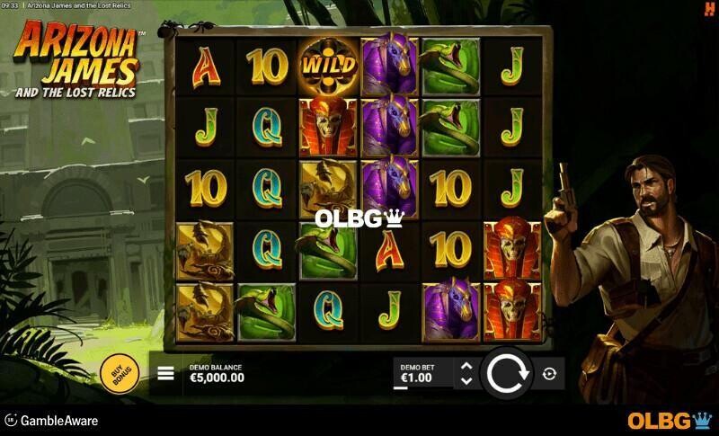 Arizona James and the Lost Relics slot base game screenshot