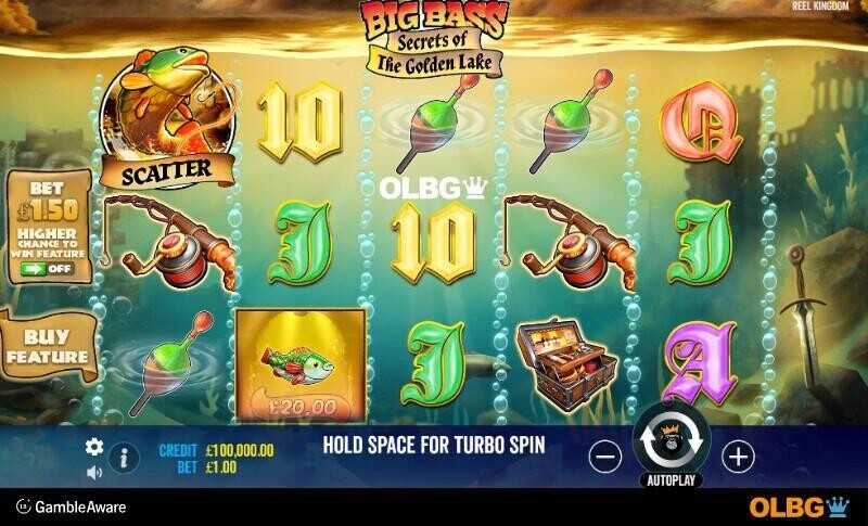 Big Bass Secrets of the Golden Lake slot base game screenshot