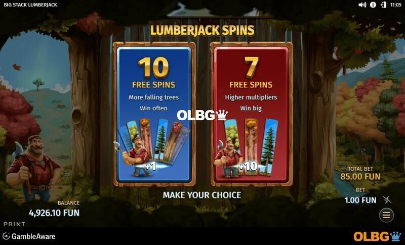 Big Stack Lumberjack slot Lumberjack Spins feature choice screenshot