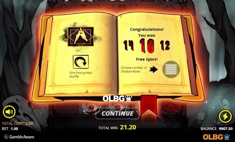 Book of Shadows slot Free Spins feature screenshot