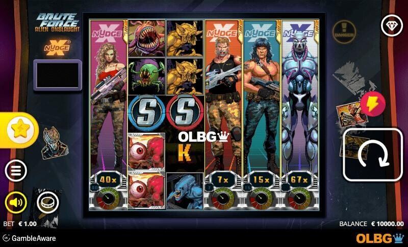 Brute Force Alien Onslaught slot base game screenshot