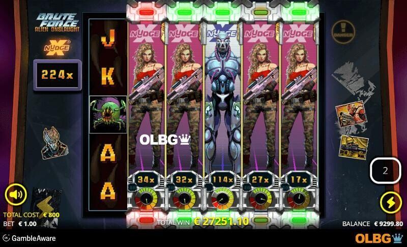 Brute Force Alien Onslaught slot Stellar Punishment Spins feature screenshot