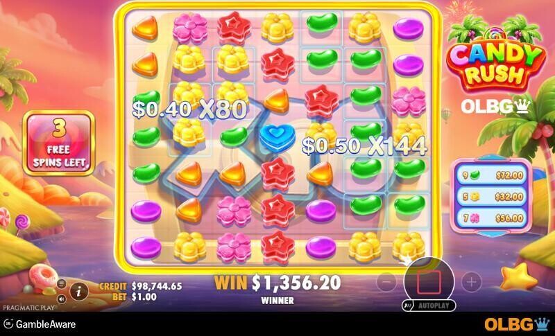 Candy Rush slot Super Free Spins feature screenshot