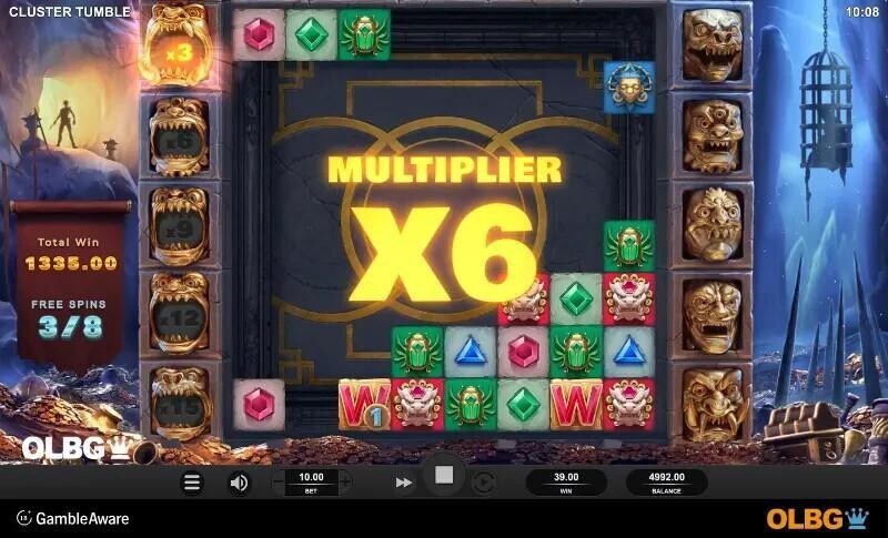 cluster tumble slot free spins feature screenshot
