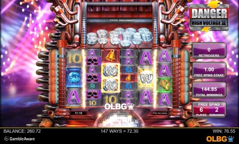 Danger High Voltage 2 slot Fire In the Disco Free Spins feature screenshot