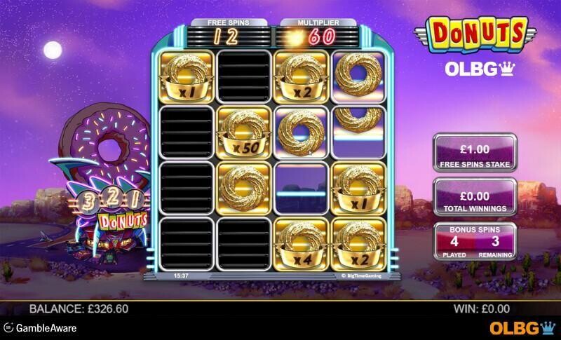 Donuts slot Free Spins feature Bonus Countdown screenshot