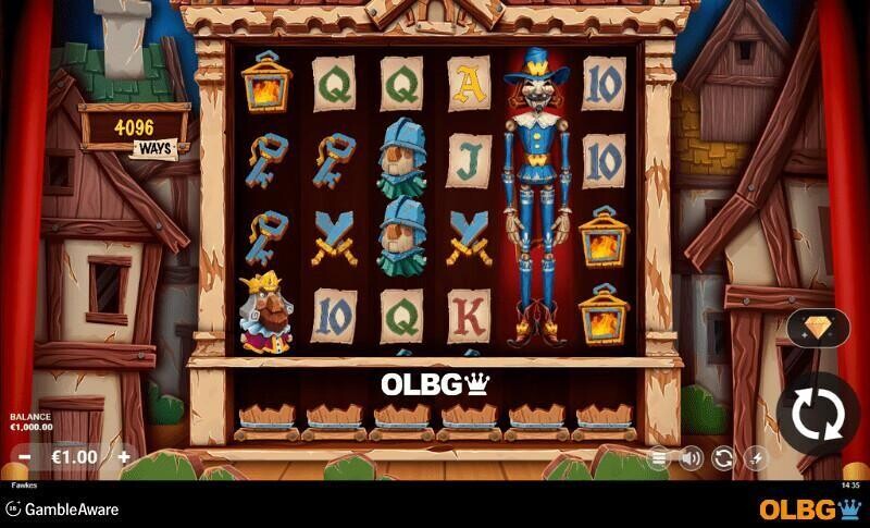 Fawkes slot base game screenshot