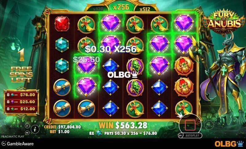Fury of Anubis slot Free Spins feature screenshot
