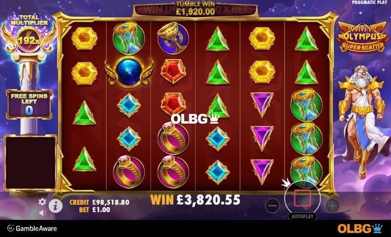 Gates of Olympus Super Scatter slot Free Spins feature screenshot
