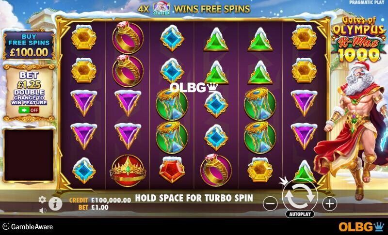Gates of Olympus Xmas 1000 slot base game screenshot