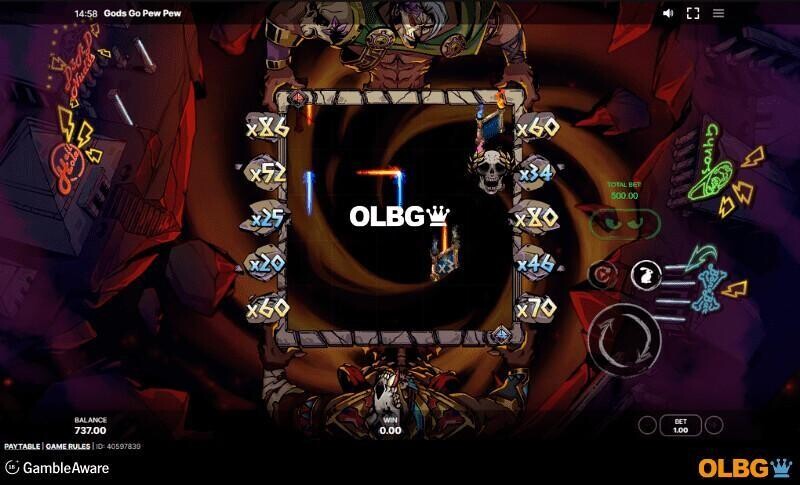 Gods Go Pew Pew slot Lazer Tag feature screenshot