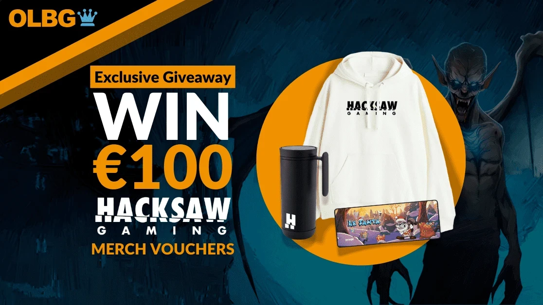 Win 1 of 5 €100 Hacksaw Gaming Merch Vouchers: Exclusive to OLBG Win 1 of 5 €100 Hacksaw Gaming Merch Vouchers: Exclusive to OLBG