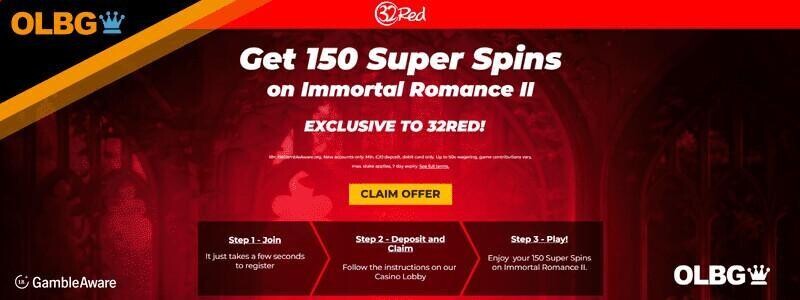 Immortal Romance 2 slot 32Red Casino Super Spins offer