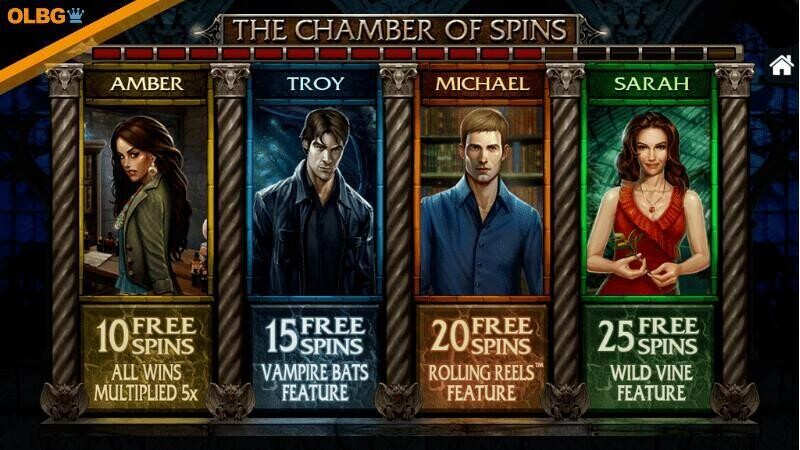 Immortal Romance slot game The Chamber of Spins selection screenshot