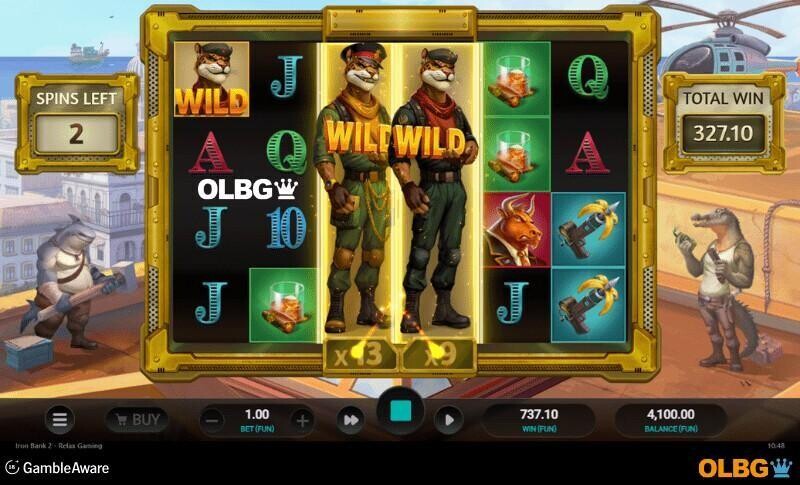 Iron Bank 2 slot Expanding Wilds Free Spins feature screenshot