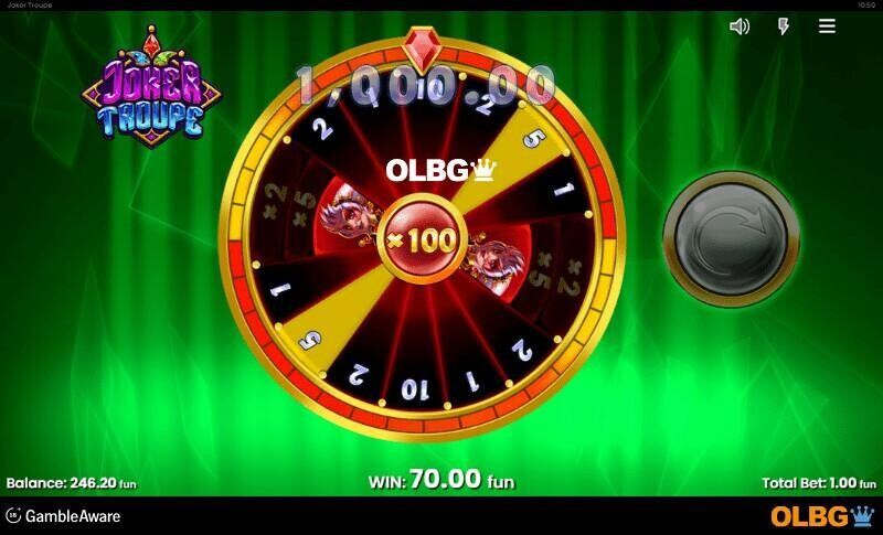 Joker Troupe slot Green Joker Wheel feature screenshot