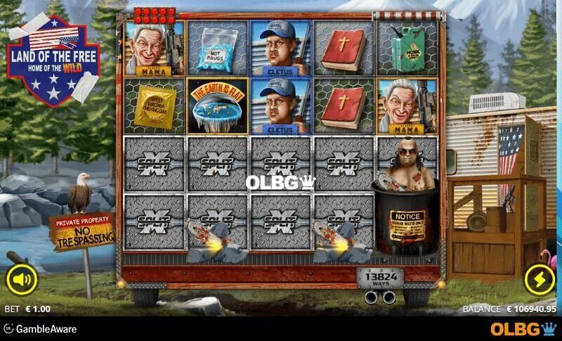 Land of the Free slot Mr Split and Chainsaw feature screenshot