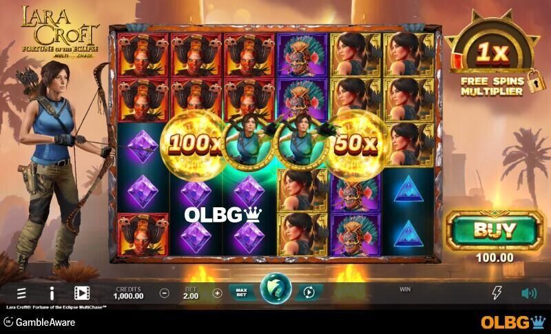 Lara Croft: Fortune of the Eclipse slot base game screenshot