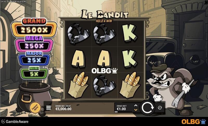 Le Bandit Hold & Win slot base game screenshot