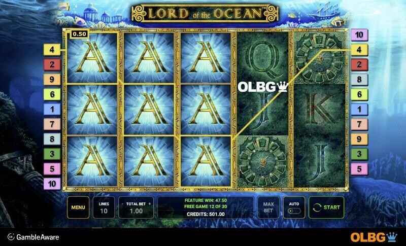 Lord of the Ocean slot Free Games feature screenshot
