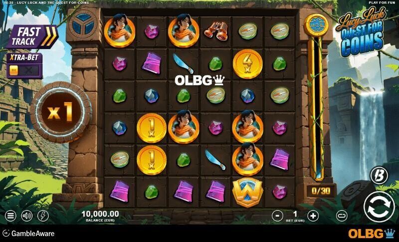 Lucy Luck and the Quest for Coins slot base game screenshot