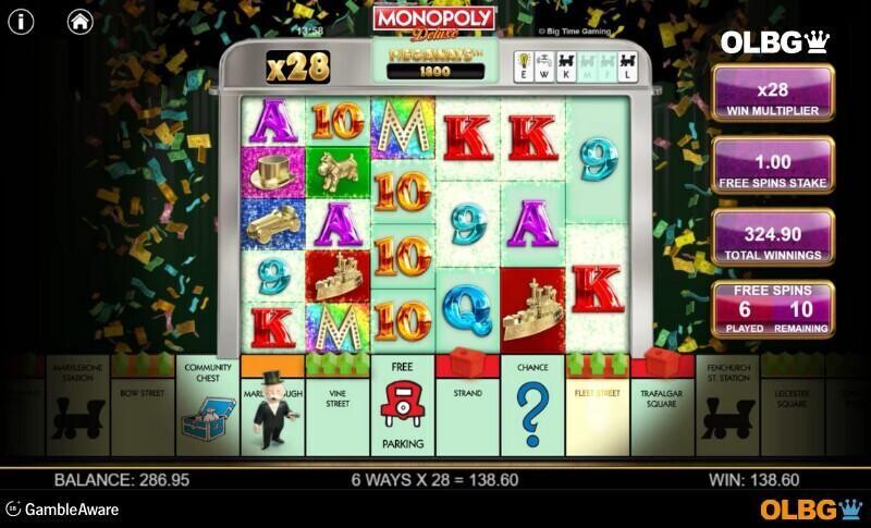 Monopoly Deluxe slot Free Spins feature screenshot