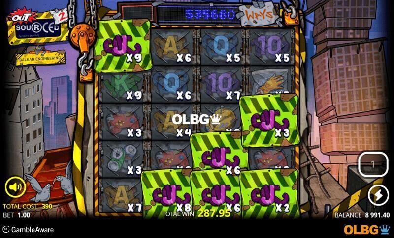 Outsourced 2 Balkan Engineering slot Tiltier Spins feature screenshot