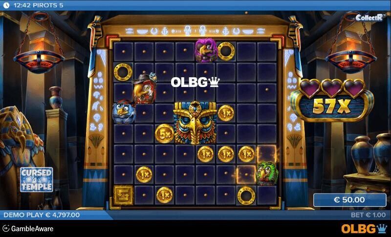 Pirots 5 slot Cursed Temple Coin Game feature screenshot