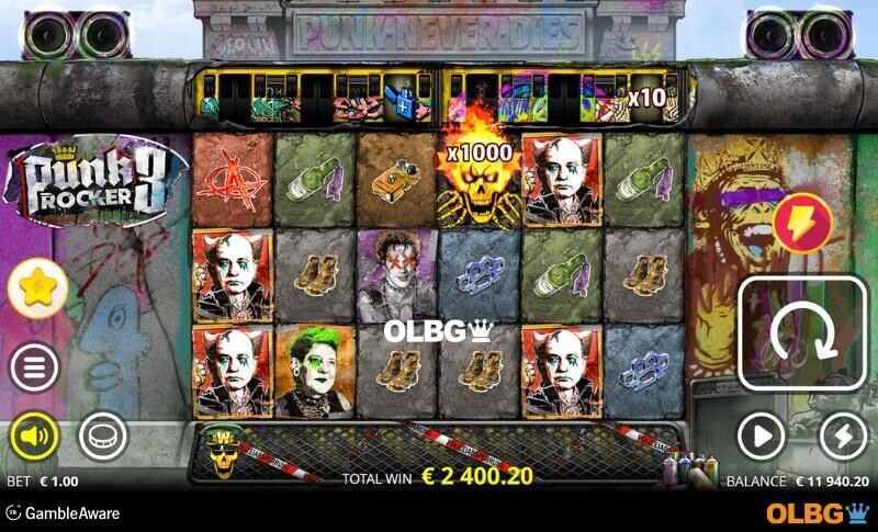 Punk Rocker 3 slot Wild Queue feature screenshot