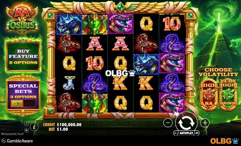 Ra vs Osiris slot base game screenshot