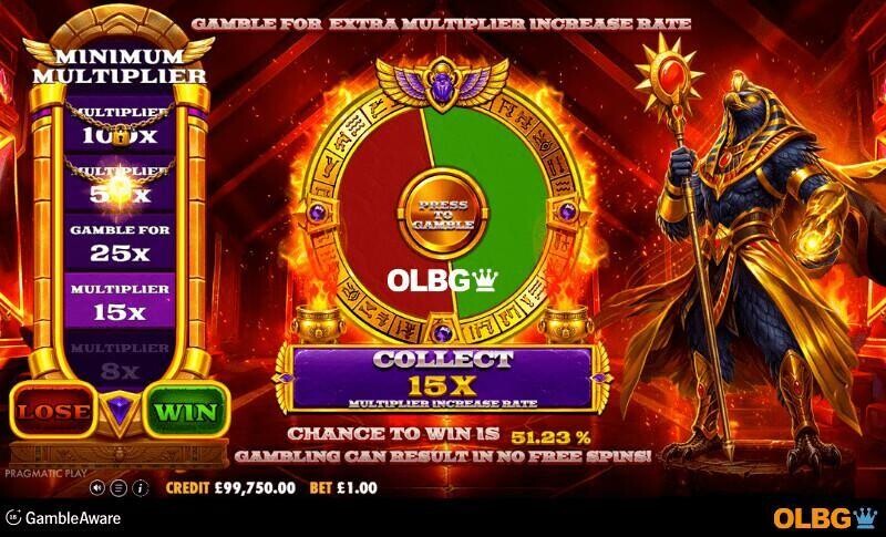 Ra vs Osiris slot Free Spins feature gamble screenshot