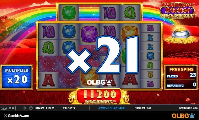 Rainbow Riches Megaways slot Free Spins Bonus feature screenshot