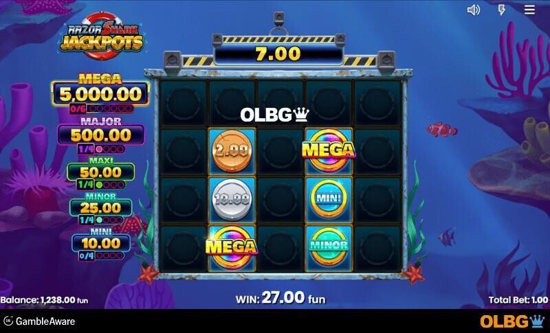 Razor Shark Jackpots slot Jackpot feature screenshot