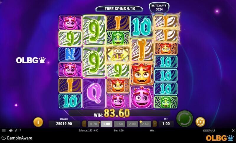 Reactoonz Blitzways slot Free Spins feature screenshot