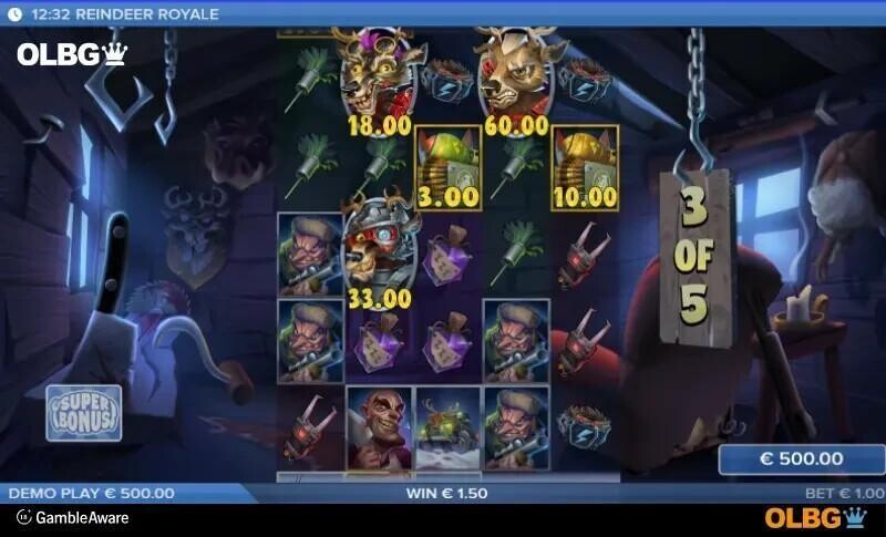 reindeer royale slot showing free spins feature