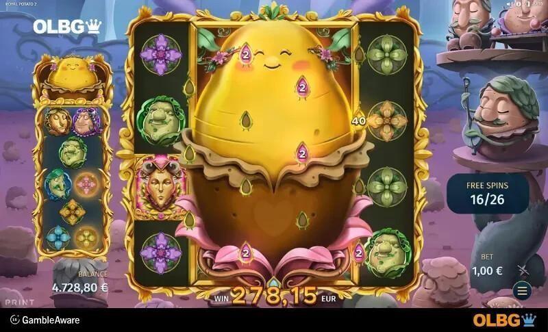 royal potatos 2 slot spud free spins feature screenshot
