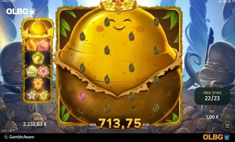 Royal Potato slot free spins feature screenshot