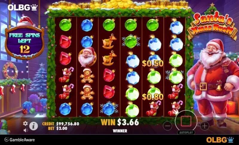 Santa's Xmas Rush slot free spins screenshot
