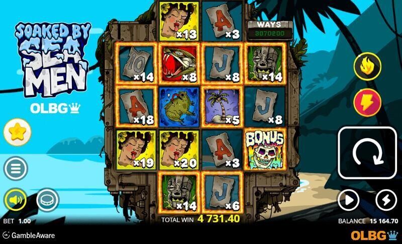 Soaked by Seamen slot Win Respins Fire Frames features screenshot