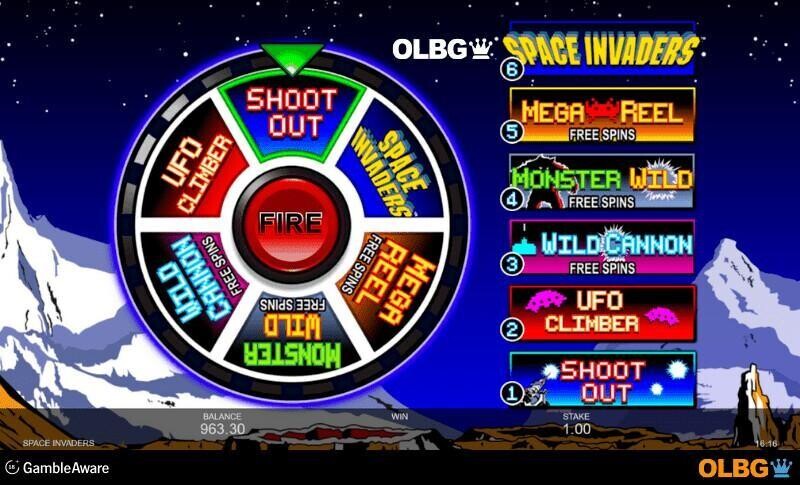 Space Invaders slot Bonus Features Wheel screenshot