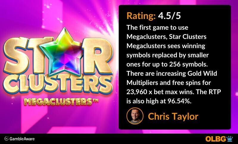 Star Clusters Megaclusters slot OLBG Rating banner