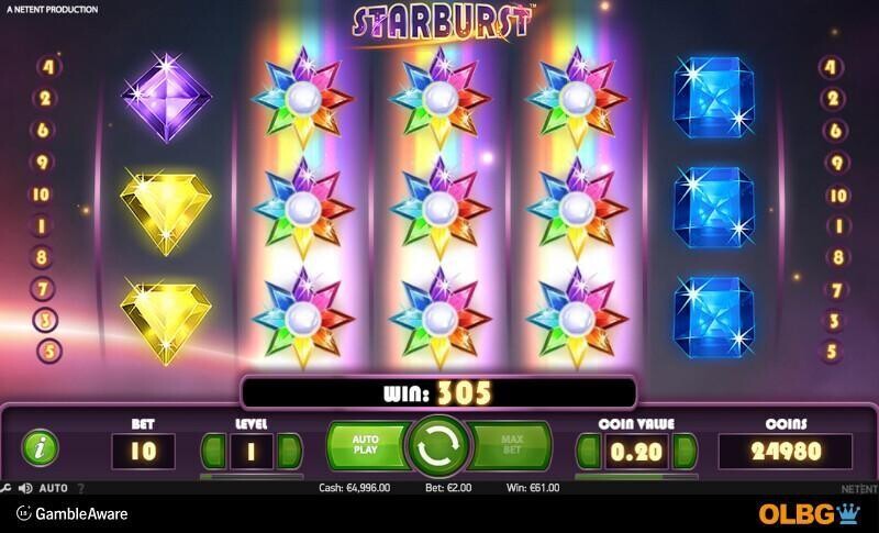 Starburst slot Starburst Wilds feature screenshot