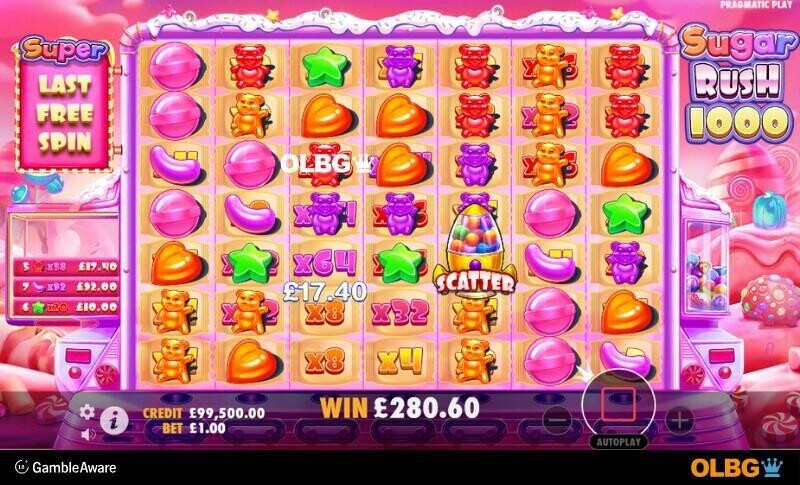 Sugar Rush 1000 slot Super Free Spins feature screenshot
