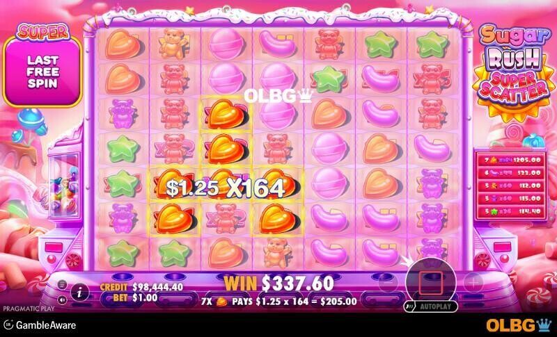 Sugar Rush Super Scatter slot Free Spins feature screenshot